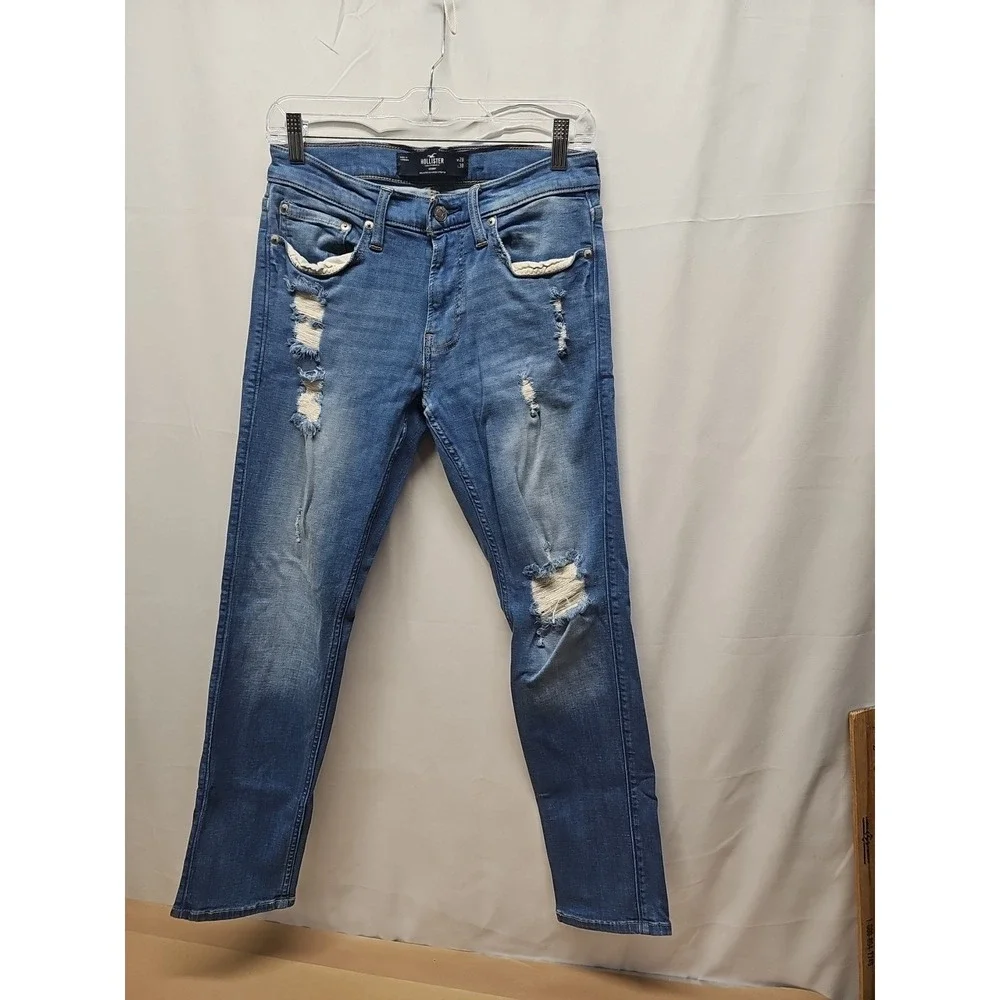 Hollister Mens Blue Skinny Fit Stretch Factory Denim Jeans Low Rise Size 29 X 30 - Picture 4 of 16